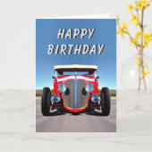 Hot Rod Classic Car Rockabilly RocknRoll Birthday Kaart (Gele Bloem)