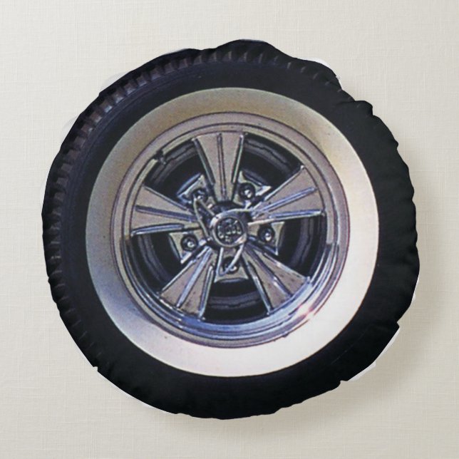 Hot Rod & Custom Tire & Wheel Photo Print Pillow Rond Kussen (Achterkant)