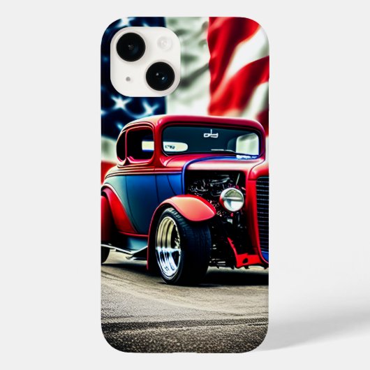 Hot Rod en Amerikaanse vlag Case-Mate iPhone Case (Achterkant)