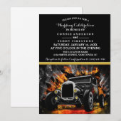 Hot Rod feest brand bruiloft uitnodiging (Voorkant / Achterkant)