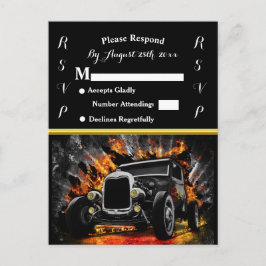 Hot Rod-feest vuur bruiloft RSVP Uitnodiging Briefkaart