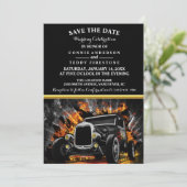 Hot Rod-feest vuur Huwelijk Save The Date (Staand voorkant)