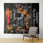 Hot Rod-feestvuur Huwelijksachtergrond Wandkleed (In Situ (horizontaal))