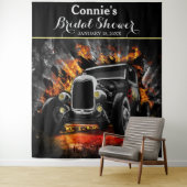 Hot Rod-feestvuur Huwelijksachtergrond Wandkleed (In situ)
