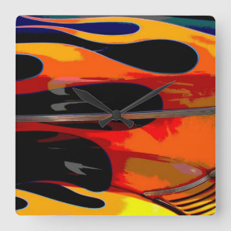 Hot Rod Flames Vierkante Klok