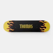 Hot Rod Flames Yellow en Black, speciaal aangepast Persoonlijk Skateboard (Horizontaal)