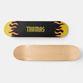 Hot Rod Flames Yellow en Black, speciaal aangepast Persoonlijk Skateboard (Horizontaal)