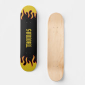 Hot Rod Flames Yellow en Black, speciaal aangepast Persoonlijk Skateboard (Voorkant)