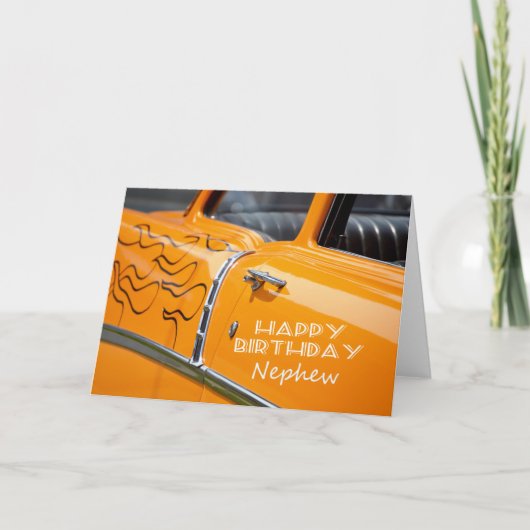 Hot rod, Gelukkige verjaardag neef. Kaart (Voorkant)