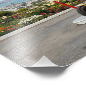 Hot rod in a gas station   foto afdruk (Hoek)