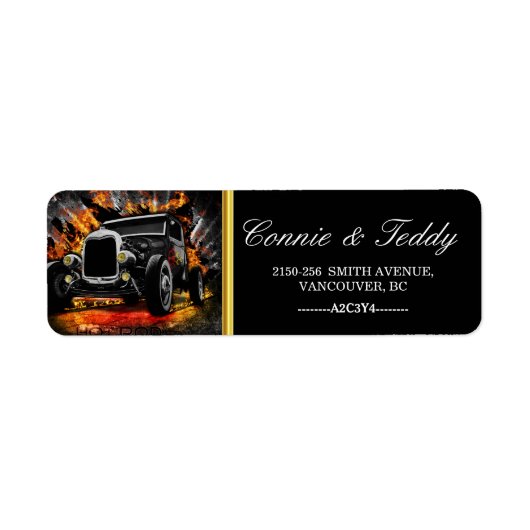 Hot Rod partij brand Bruiloft Label (Voorkant)