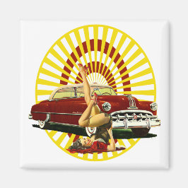 Hot Rod Pin Up Girl Magneet