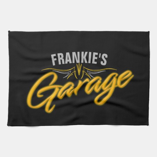 Hot-rod Pinstripes Retro Neon Biker Custom Garage Theedoek (Horizontaal)