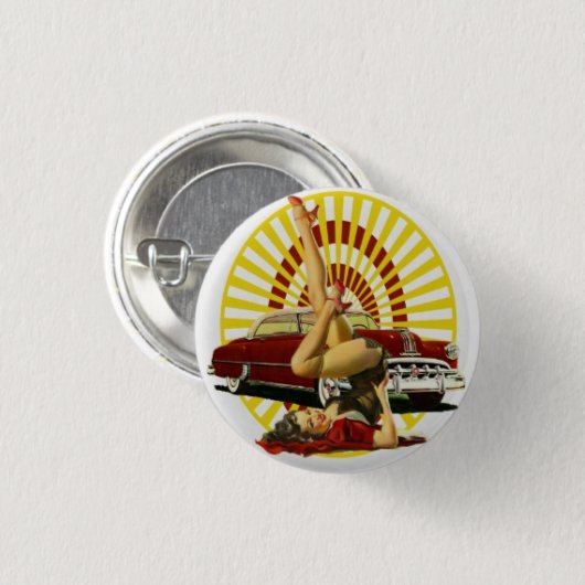 Hot Rod Pinup Girl Button (Voorkant /achterkant)