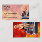 Hot Rod Pinup Girl met Flames Visitekaartje (Voorkant / Achterkant)