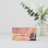 Hot Rod Pinup Girl met Flames Visitekaartje (Staand voorkant)