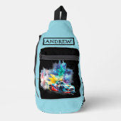 Hot Rod Race Auto, Geruite Banner - Gepersonalisee Sling Bag (Voorkant)