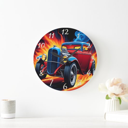 Hot rod racen bij zonsondergang grote klok (Huis)