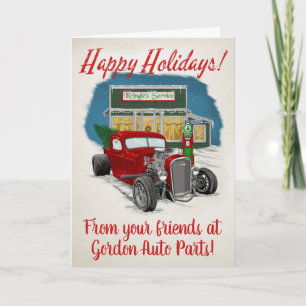 Hot Rod, Red Truck, Retro Kerstmis Kaart