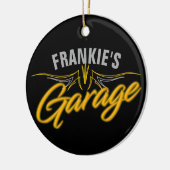 Hot-rod Retro Neon Pinstripes Biker Custom Garage Keramisch Ornament (Links)