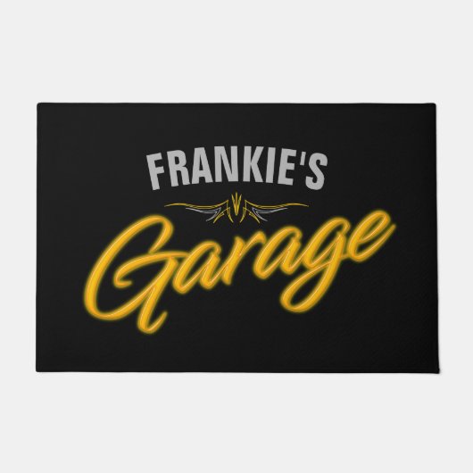 Hot-rod retro Neon Style Biker Custom Garage Deurmat (Voorkant)