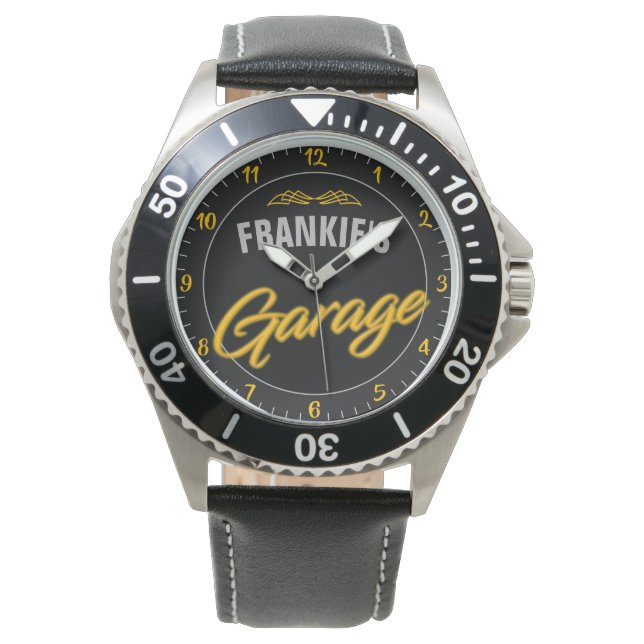 Hot-rod retro Neon Style Biker Custom Garage Horloge (Voorkant)