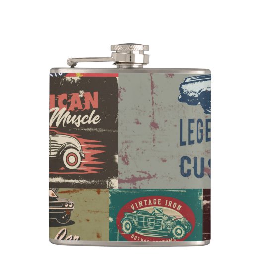 Hot Rod Roestvrij stalen kolf Heupfles (Voorkant)