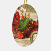 Hot Rod Santa Keramisch Ornament (Links)