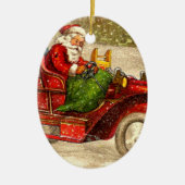 Hot Rod Santa Keramisch Ornament (Voorkant)