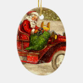 Hot Rod Santa Keramisch Ornament (Achterkant)