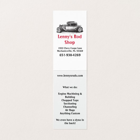 Hot Rod Spade Visitekaartje (Binnenkant ongevouwen)