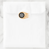 Hot rod wiel met vlammen ronde sticker (Tas)