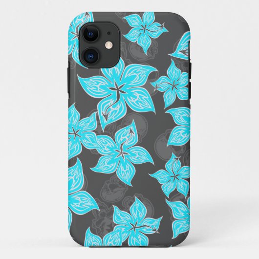 Hot Rodder Pinstriped Hibiscus en Skull Case-Mate iPhone Case (Achterkant)