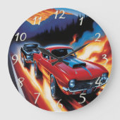 Hot rods racen bij zonsondergang in de bergen grote klok (Voorkant)