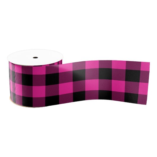Hot Roos Roze en Black Buffalo Pset Grosgrain Lint (Spoel)