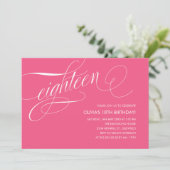 Hot-roze 18e Birthday Party-uitnodigingen Kaart (Staand voorkant)