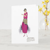 Hot-roze 1920s flatdress art deco Hartelijk dank Kaart (Gele Bloem)
