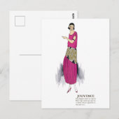 Hot-roze 1920s flatteress art deco-Briefkaart Briefkaart (Voorkant / Achterkant)