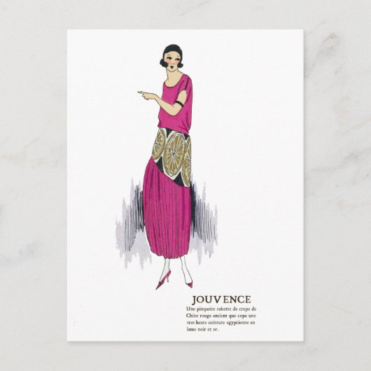Hot-roze 1920s flatteress art deco-Briefkaart Briefkaart (Voorkant)