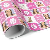Hot-roze 21e verjaardag wettelijk foto-sjabloon cadeaupapier (Rol Hoek)