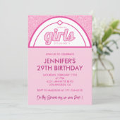 Hot roze 29e verjaardag uitnodigingen Girl Glitter (Staand voorkant)