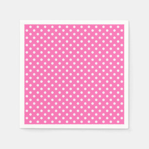 Hot-roze #2 en White Polka Dots Pattern Servetten