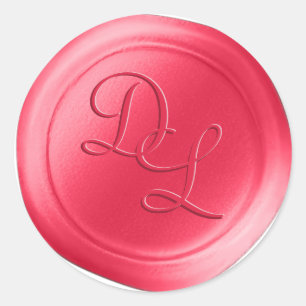 Hot roze 2-letterige Monogram Wax Seal Stickers