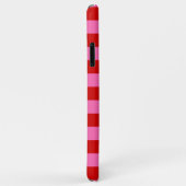 Hot-roze #2, Red Horiz Preppy Stripe Name Monogram Case-Mate iPhone Case (Achterkant/rechts)