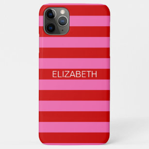 Hot-roze #2, Red Horiz Preppy Stripe Name Monogram Case-Mate iPhone Case