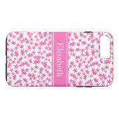 Hot Roze 2 sterren White BG, Hot Pink Name Monogra Case-Mate iPhone Case (Achterkant (Horizontaal))