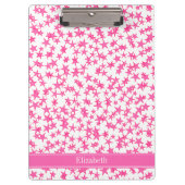 Hot Roze 2 sterren White BG, Hot Pink Name Monogra Klembord (Voorkant)