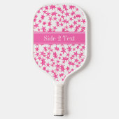 Hot Roze 2 sterren White BG, Hot Pink Name Monogra Pickleball Paddle (Achterkant)