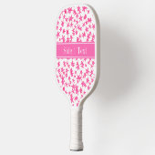 Hot Roze 2 sterren White BG, Hot Pink Name Monogra Pickleball Paddle (Links)
