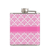 Hot-roze 2-Whisky Damask #3 Hot-roze naamMonogram Heupfles (Achterkant)